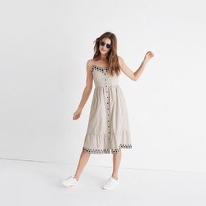 NWT Madewell Jardin Embroidered Striped Midi Dress